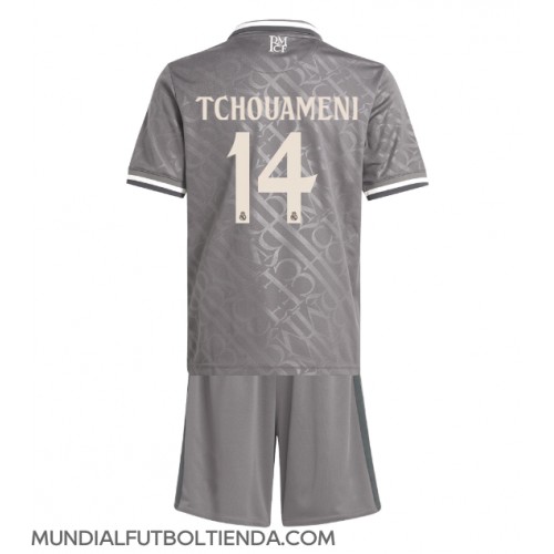 Camiseta Real Madrid Aurelien Tchouameni #14 Tercera Equipación Replica 2024-25 para niños mangas cortas (+ Pantalones cortos)